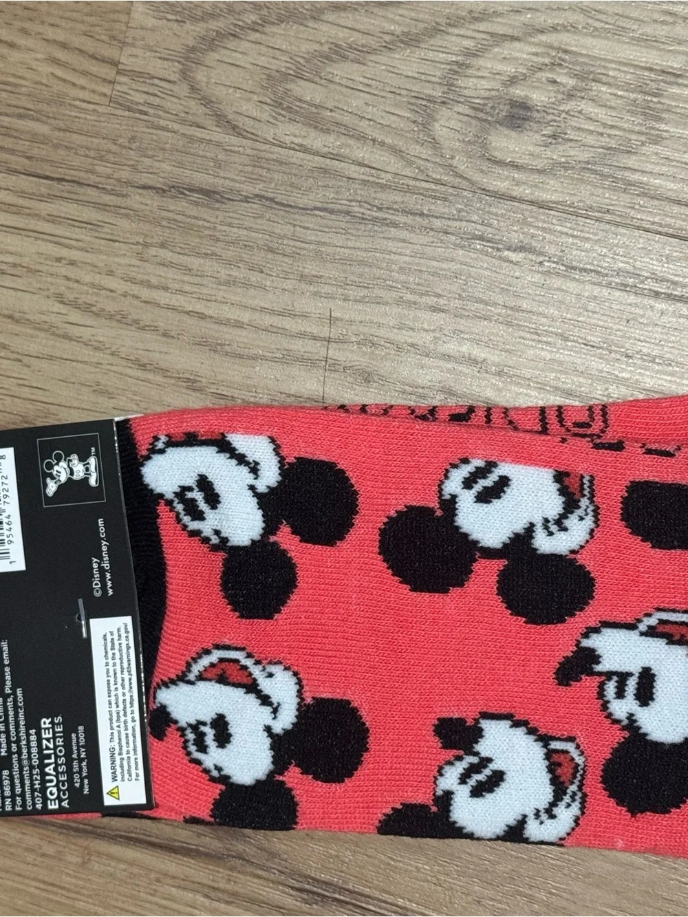 Disney Coral and Black Mickey Mouse Face Crew Socks